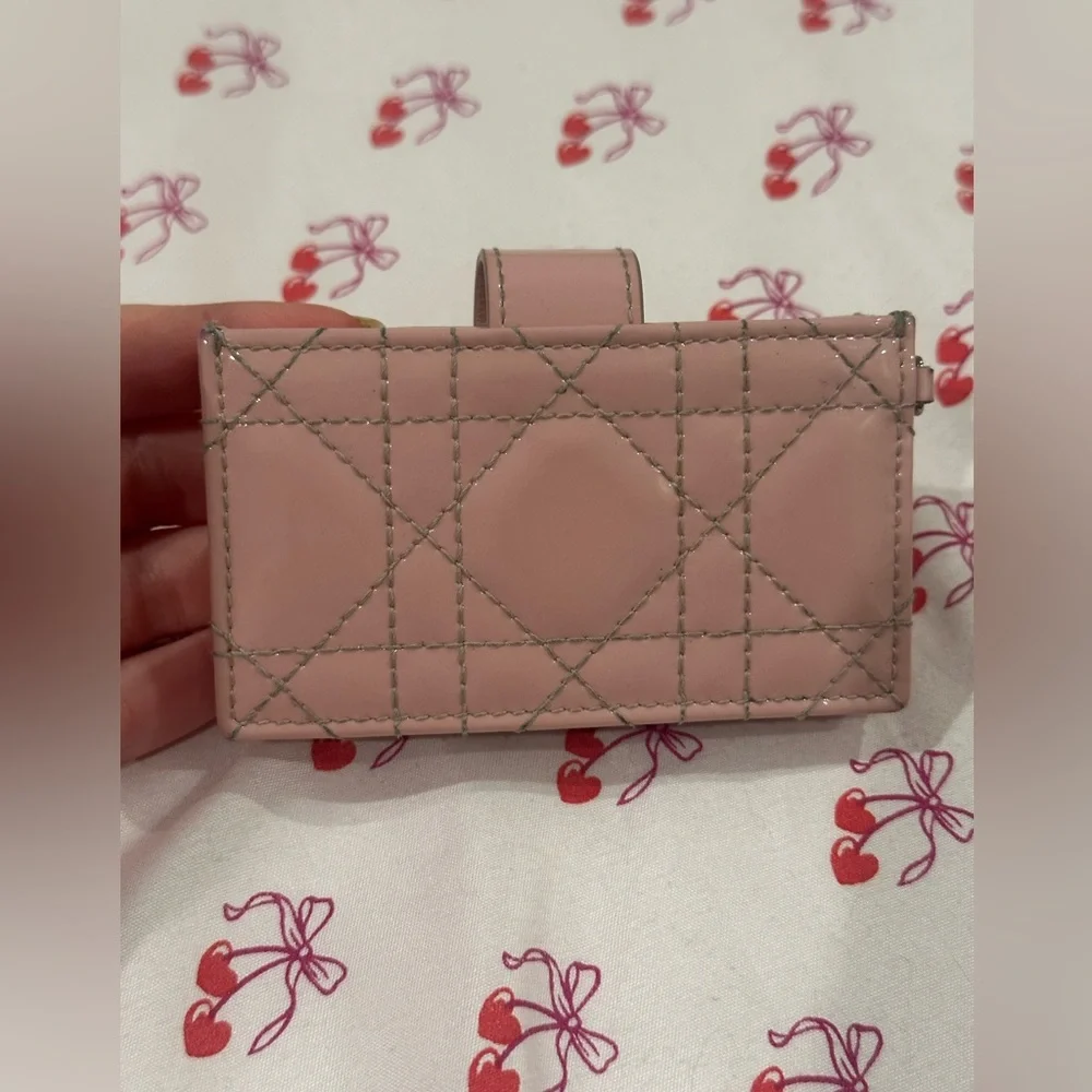 Pink Christian Dior Quilted Cardholder/Wallet